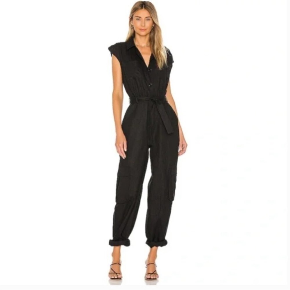 Young Fabulous & Broke Linen Blend Jumpsuit with Belt Size M.